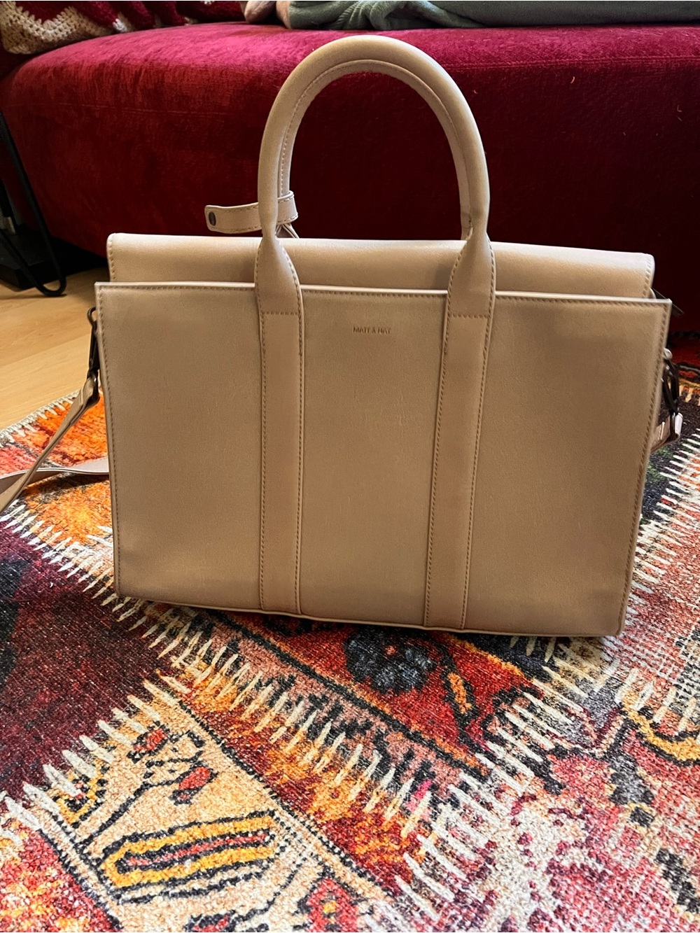 Matt & Nat Beige Structured Vegan Satchel